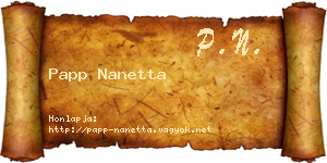 Papp Nanetta névjegykártya